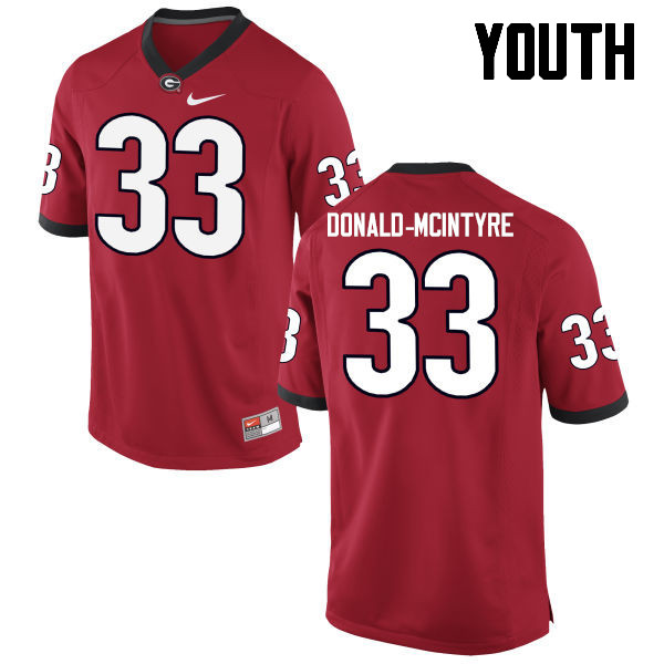 Youth Georgia Bulldogs #33 Ian Donald-McIntyre College Football Jerseys-Red - Click Image to Close